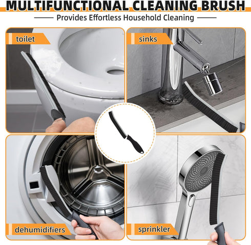 3 Pcs Hard Bristle Cleaning Brush Set, Grout Scrub Brush for Tile Crevice, Bathroom Kitchen Gap Cleaning Tools (Black)