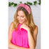 Pink Headband Pearl Crystal Hope Ribbon Knotted Headband Hair Accessories for Women (Beaded Hope)