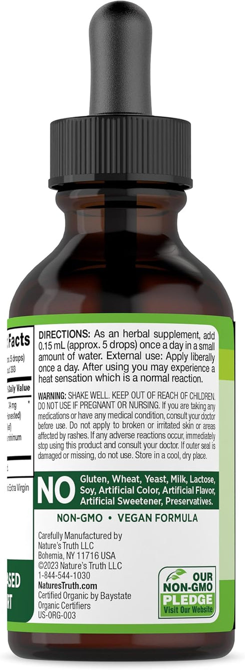Nature's Truth Oil of Oregano Organic Liquid Drops, 2 fl oz, Mediterranean & Wild Oregano Supplement