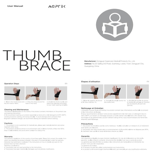 AGPTEK Trigger Thumb Splint for Right & Left Hand, Breathable Support Brace with Metal Splint for Pain Relief