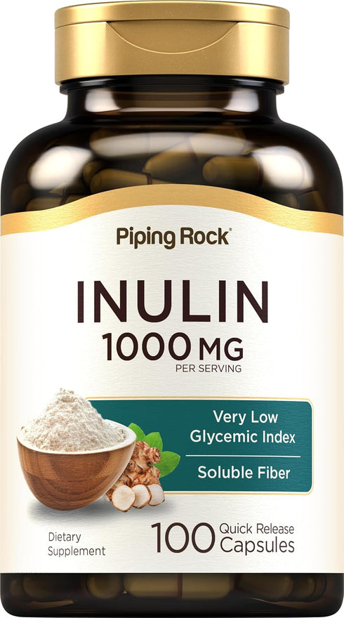 Piping Rock Inulin Capsules 1000 mg | 100 Count | Low Glycemic Index Soluble Fiber Supplement | Non-GMO, Gluten Free