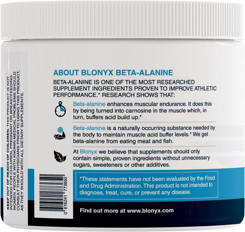Beta-Alanine Supplement, Enhances Muscular Endurance & Work Capacity, 6g Daily Dose, 30-Day Supply