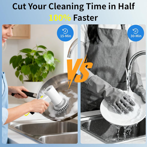 Saertiloki 3000mAh 20W IPX7 6 150-180 Cordless Electric Spin Scrubber, High-Torque Waterproof Cleaning Brush