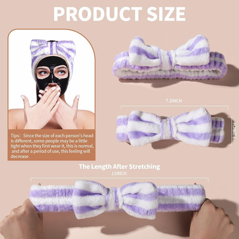 Teenitor Makeup Headband, Spa Headband, Bow Headbands, Headbands for Washing Face,Makeup, Shower Spa, Microfiber Headband for Girls Women Gift, 5pcs