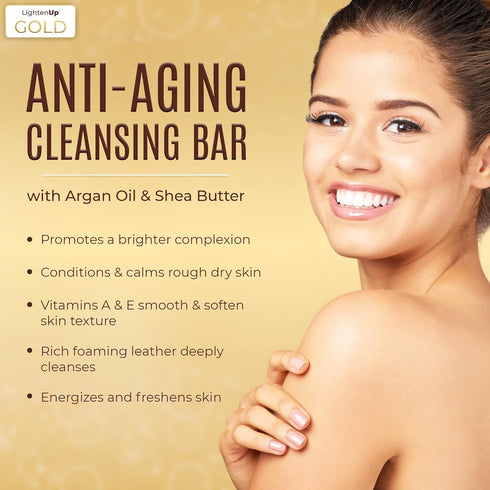 OMIC Lighten-Up LightenUp Anti-Aging Cleansing Bar Soap 200g - Anti-oxidant Properties, with Shea Butter and Argan Oil