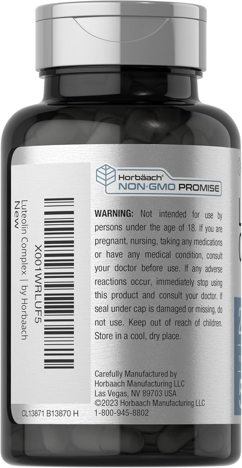 Luteolin Complex with Rutin - 50 Capsules, Vegetarian, Non-GMO & Gluten Free Flavonoid Formula by Horbaach