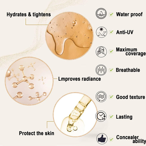 VEZE Tattoo Concealer, Waterproof Makeup Foundation for Scar, Vitiligo, Dark Spots, Body Art Cover