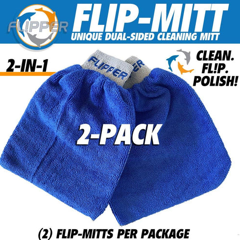 Flipper FLIP-MITT 2 in 1 Dual-Sided Terry Cloth and Microfiber Cleaning Mitt - 2 Pack