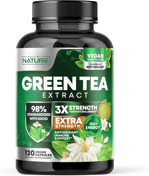 Green Tea Extract Pills - 1000mg Powerful Antioxidant Supplement - 98% Standardized EGCG for Natural Energy - 120