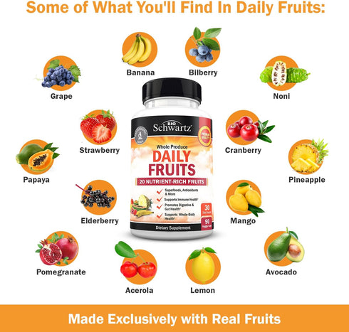 Immune 47 1 Daily Fruits and Vegetables Supplement for Adults - Super Fruit and Veggies Capsules for Enhanced Energy
