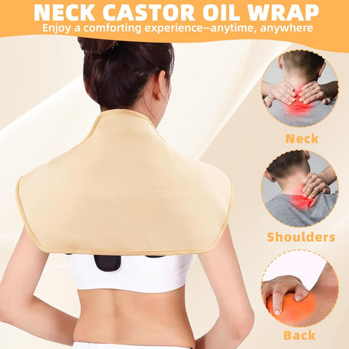 YCYuShen 1PCS Pack Castor Oil Neck Shoulder Wrap, Castor Oil Wraps for Shoulder and Neck Massage, Reusable Castor Oil