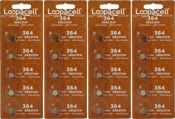 Watch Battery Button Cell SR621SW SR-621SW 364 (Pack of 20)