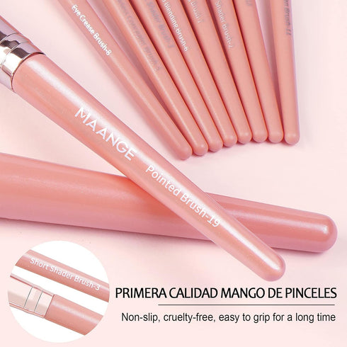 MAANGE 20Pcs Makeup Brush Set - Premium Synthetic Foundation, Face Powder, Blush, Concealers with Gift Box (Pink)