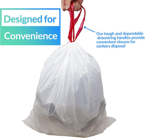 Reli. 2-4 Gallon Trash Bags Drawstring, 250 Count, Small Garbage Bags 4 Gallon - White Trash Can Liners