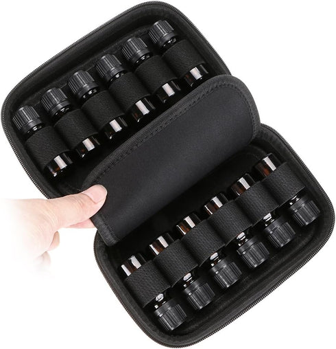 Hipiwe Hard Shell Essential Oil Carrying Case Holds 12 Bottles (Travel Size Organizer, Pink)
