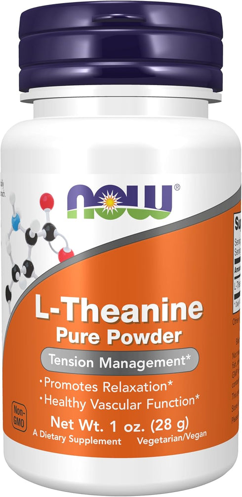 NOW Foods L-Theanine Pure Powder, Tension Management, 1-Ounce