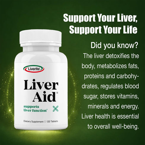 LIVERITE 60 Liver Aid Tablets, Supports Healthy Liver Function, Cleansing, Energy & Daily Wellness