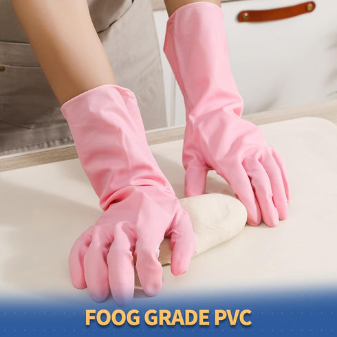 BOOMJOY PVC Cleaning Gloves, Heavy Duty Reusable Dishwashing Gloves for Kitchen, Bathroom, Gardening, 3 Pairs