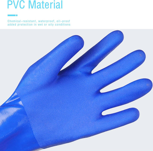 Extra Long Rubber Gloves - Elbow Length, Heavy Duty Waterproof Gloves for Kitchen Cleaning, PVC Reusable, 27.5 Inches,