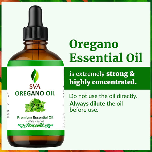 SVA Oregano Essential Oil – 4 Fl Oz – 100% Natural for Diffuser, Hair Care, Face, Skin Care, Aromatherapy