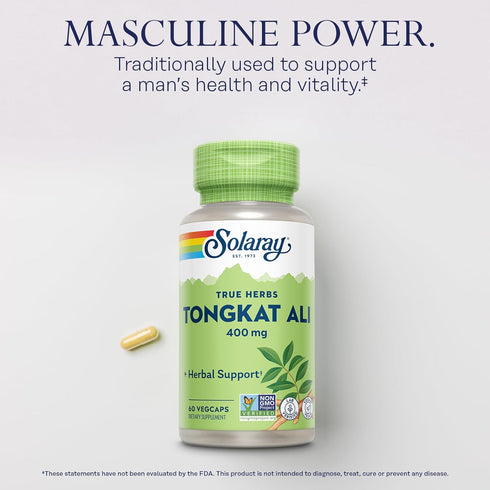 Tongkat Ali 400 mg - Herbal Support for Men's Health by SOLARAY, 60 VegCaps