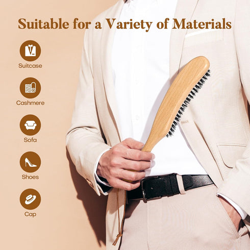 BFWood Clothes Brush, Boar Bristle Lint Brush for Suits, Cashmere, Wool, Velvet, and Pet Hair