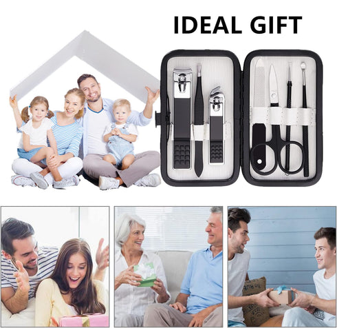 Nail Clipper Set, Portable Manicure Kit for Men with Travel Case, Toe and Finger Nail Clippers
