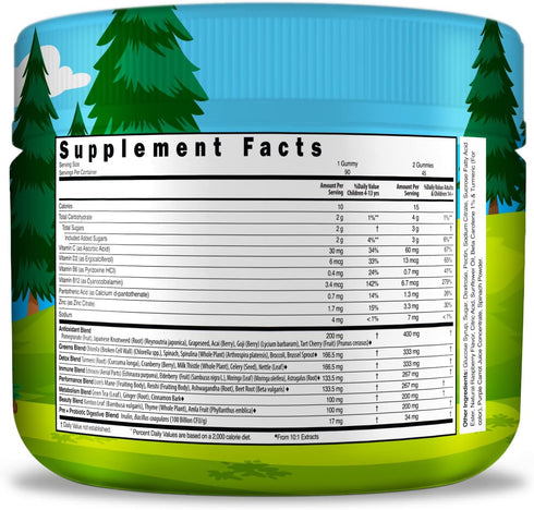 Infusions Super Green Gummies for Kids 90 Count - Superfood Booster Soft and Delicious 8 Powerful Blends Vegan Friendly Gluten Free & Non-GMO