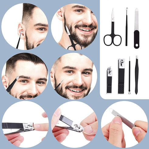 Professional Nail Clippers Set, Stainless Steel Travel Manicure Pedicure Kit with Case for Men Women