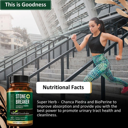 Herbal Goodness Chanca Piedra - Kidney Stones Dissolver, Gallstone Breaker, 60ct Capsules - 1 Bottle