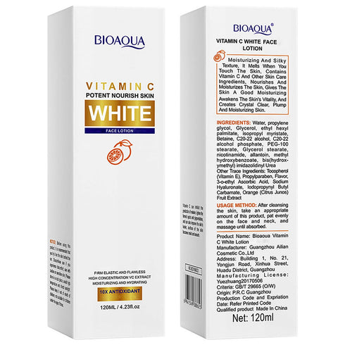 BIOAQUA Vitamin C White Face Lotion, Orange Moisturizing Hydration Facial Skincare, 120ml/4.06fl.oz