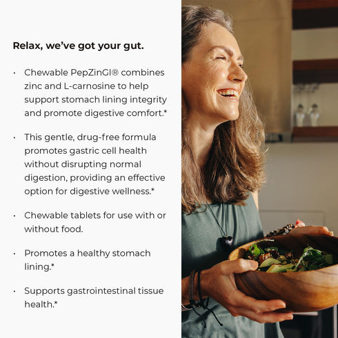 Endur PepZinGI ZINC-CARNOSINE Chewables, Gluten Free, 60 Tablets, Supports Digestive System
