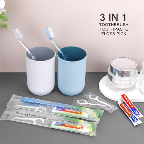 30 pcs Disposable Toothbrushes with 10g Toothpaste, Floss Individually Wrapped, Bulk Toothbrush Kit for Hotel, Guests
