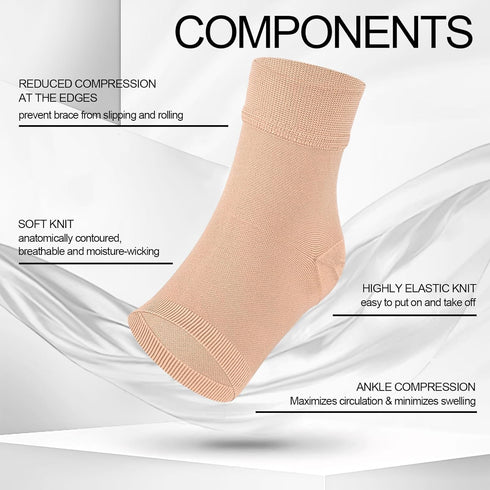 Ankle Brace Compression Sleeves Open Toe Compression Socks 8-15mmHg for Women Men, Beige L/XL