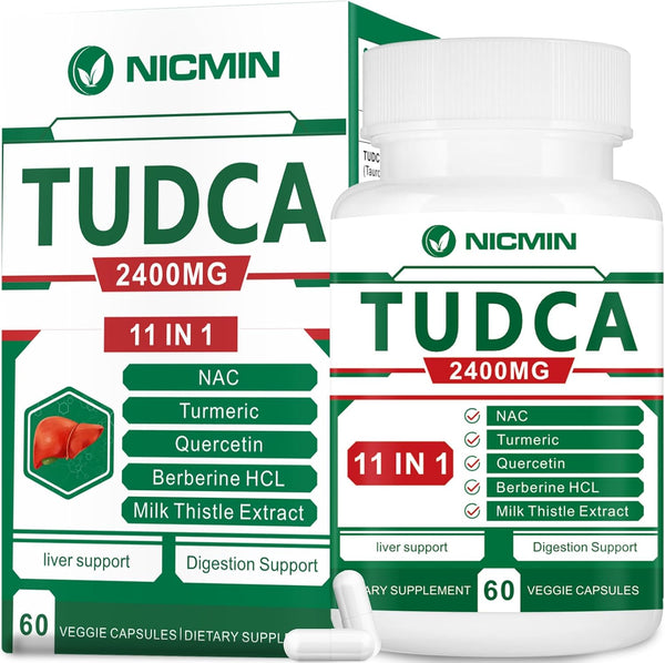 TUDCA Supplements, 2400MG Bile Salts Complex for Liver Detox & Gallbladder Cleanse, 60 Capsules