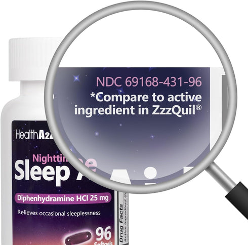 HealthA2Z 25mg (96 Sleep Aid, Diphenhydramine HCl Softgels, Supports Deeper, Restful Sleeping, Non Habit-Forming