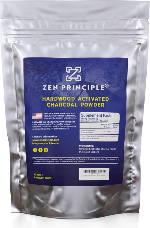 Hardwood Activated Charcoal Powder - 100% USA Trees, 8 oz