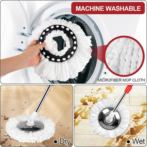 Set, 3 61" Mop and Bucket with Wringer Floor Cleaning, Household Cleaning Supplies, Stainless Steel Mop Bucket