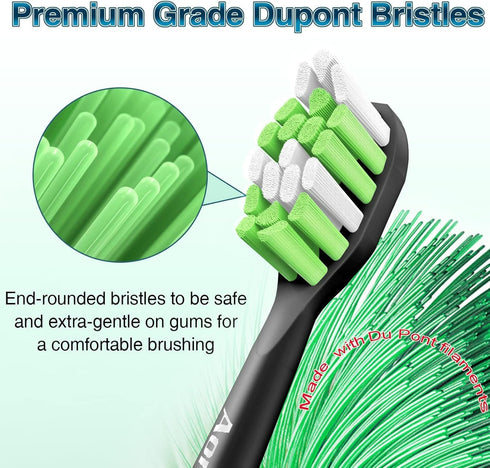Aoremon Toothbrush Replacement Heads (10 Pcs) for Philips Sonicare Click-on Electric Toothbrush, Black