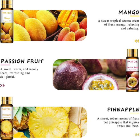 9PCS Fruity Essential Oils Gift Set - 10ml/0.33fl.oz Fragrance Oils for Soap, DIY Candle, Bath Bombs, Diffusers
