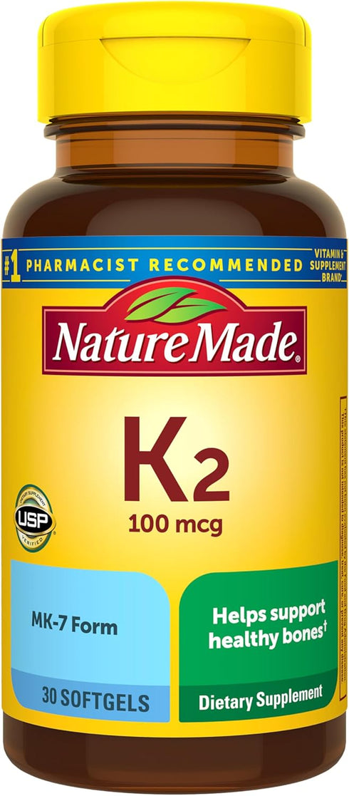Nature Made Vitamin K2 100 mcg, Healthy Bone Supplements, Vitamin K2 Supplement,