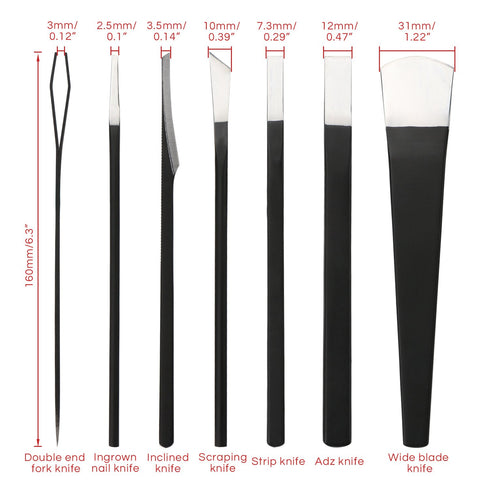 Segbeauty Pedicure Knife Set for Feet, 7pcs Ingrown Toenail Blade Tool with Storage Bag, Professional Foot Repair
