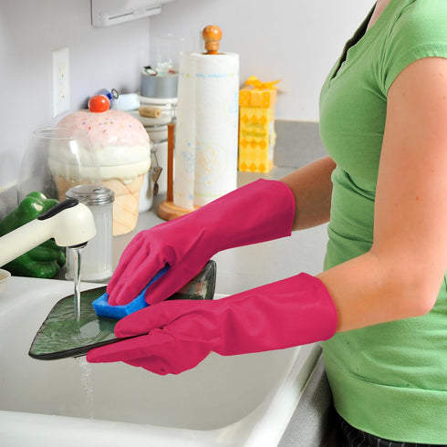 Cleanbear Cleaning Gloves, Large Reusable Nitrile Glove Set of 3 Pairs for Household Cleaning, 12 Inches