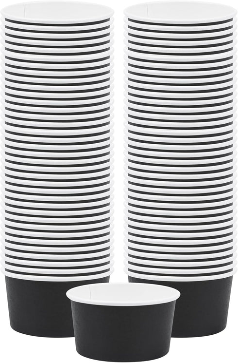 Coppetta 8-Ounce Dessert Cups, 50 Disposable Ice Cream Cups, Sturdy Black Paper Frozen Yogurt Bowls, Lids Sold