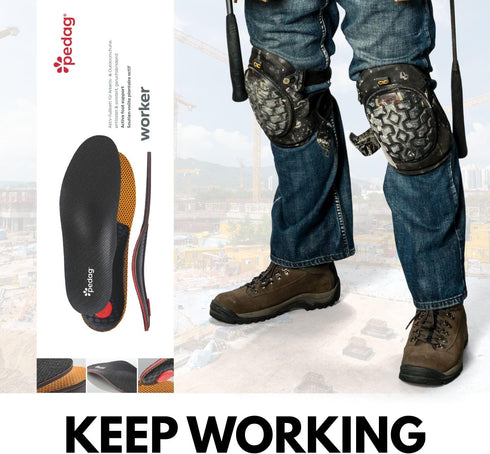 pedag Worker Heavy Boot Insoles, Made in Germany, Supports Foot from Heel to Toe, Longitudinal and Metatarsal Arch, Men