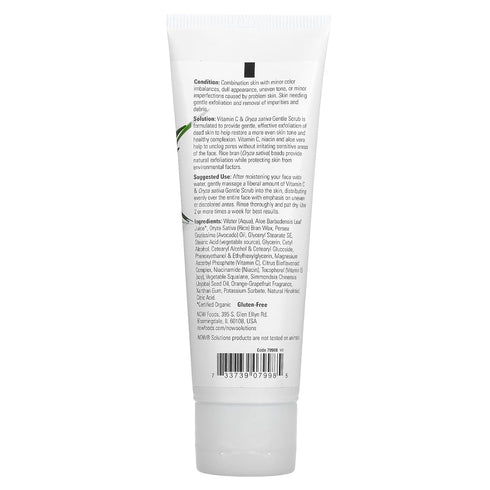 NOW Solutions, Vitamin C and Oryza Sativa Gentle Scrub, Brightening System, Gentle Mild Exfoliation for Daily Use 4-Ounce