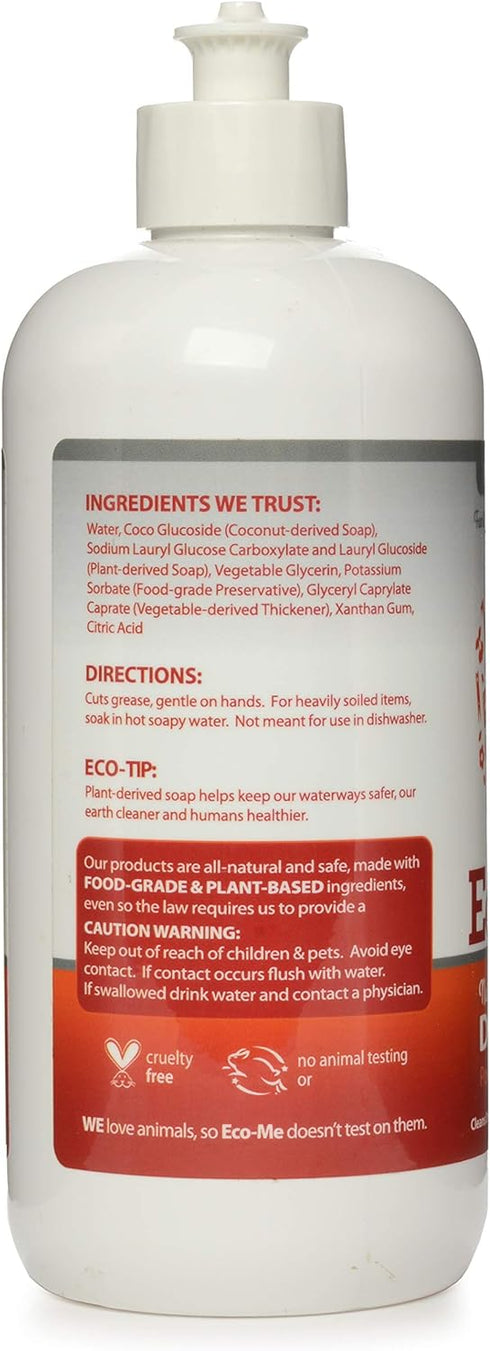 Eco Me Natural Environmentally Friendly Sudsing Liquid Dish Soap, 16 Ounces, Fragrance Free