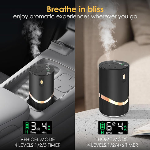 Huachuang 1/2/4/6H/Time 4 Waterless Essential Oil Diffuser Rechargable: Portable Aromatherapy Diffuser for Car and Home