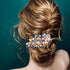 Women's Multilayered Peacock Shaped Rhinestone French Barrette Hair Clip, Blue