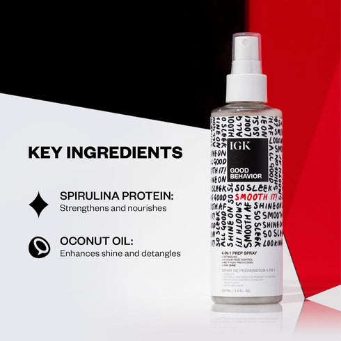 IGK GOOD BEHAVIOR 4-in-1 Prep Spray | Leave In, Detangle, Heat Protectant | Vegan & Cruelty Free